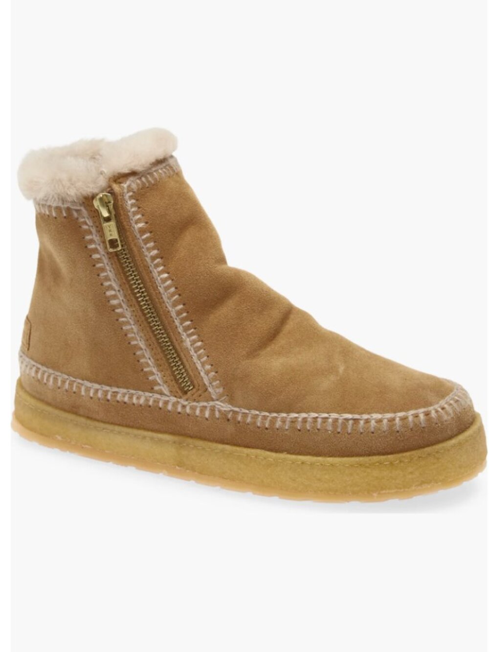 Laidback London Setsu Genuine Shearling Lined Ankle Boots Size 40 Saffron Suede
